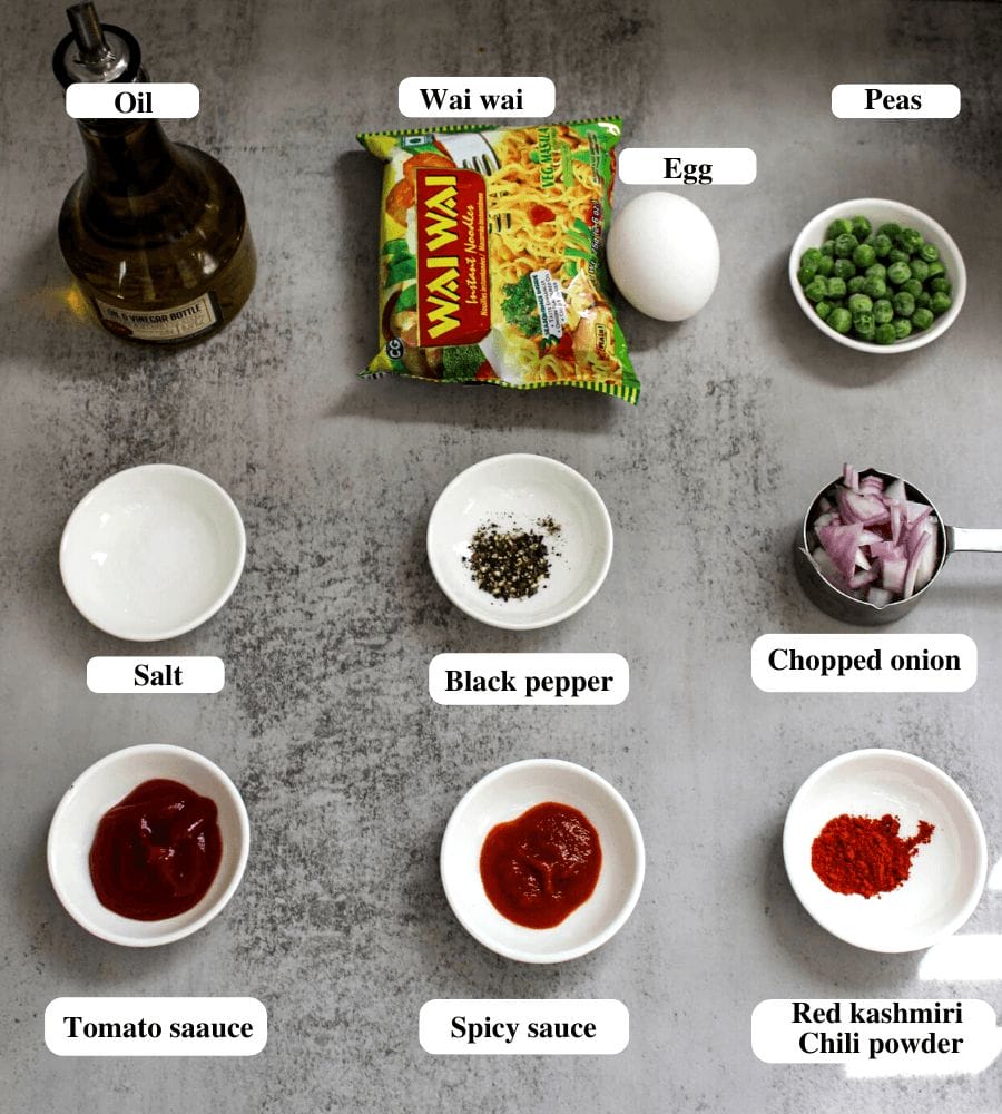 Ingredients for wai wai noodles recipe