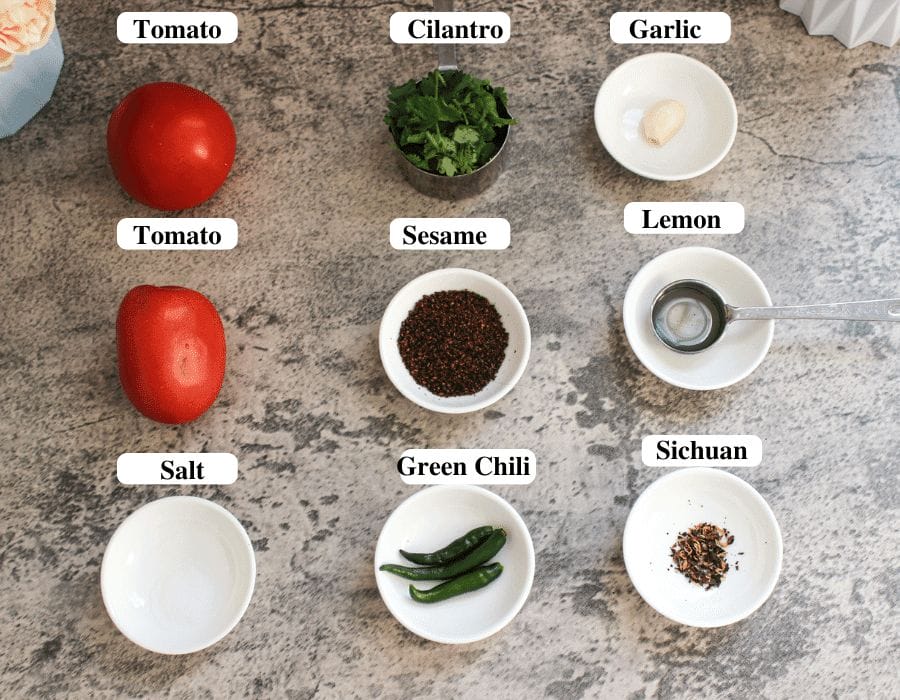 Ingredients for Nepali tomato achar