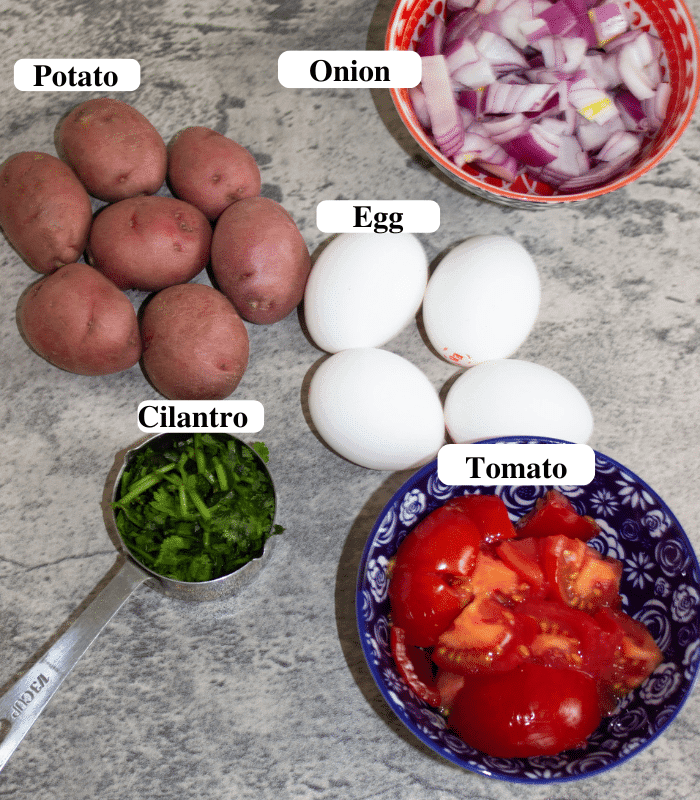 Ingredients for potato egg curry.