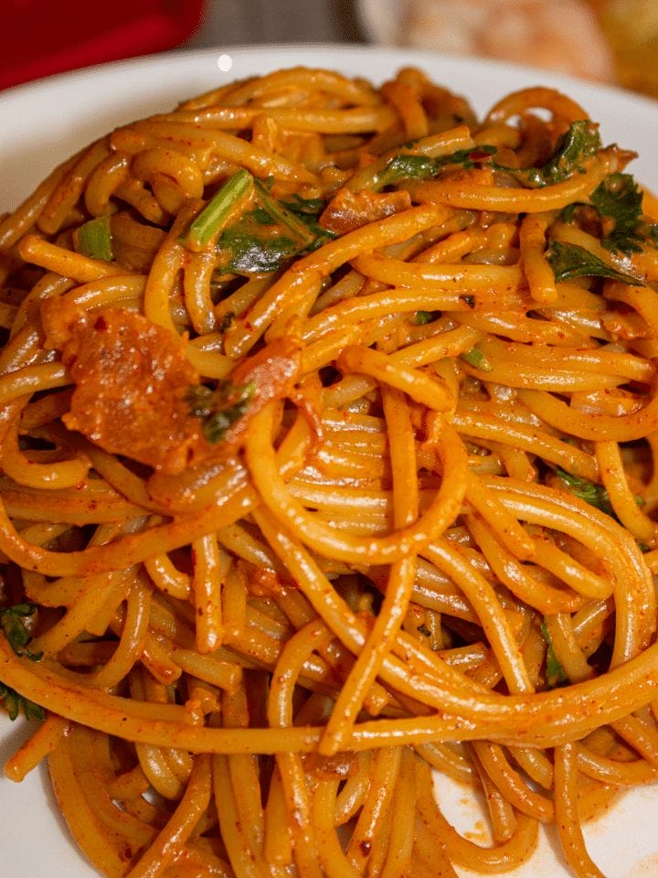 Easy creamy gochujang pasta.