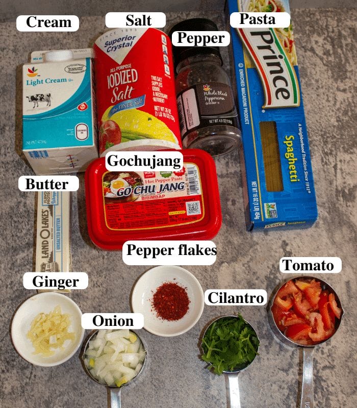 Ingredients For Gochujang Pasta 