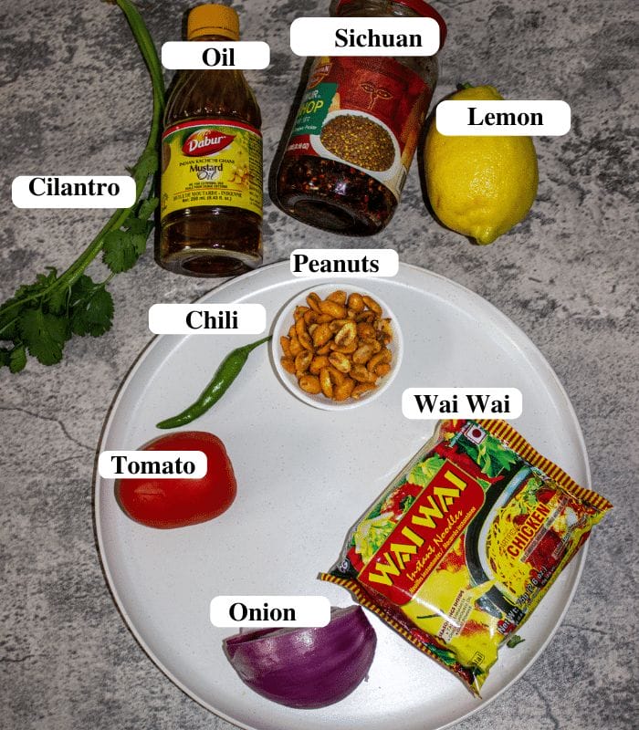 ingredients for wai wai sadeko recipe