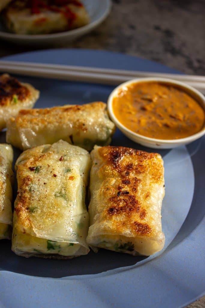 egg potato rice paper roll