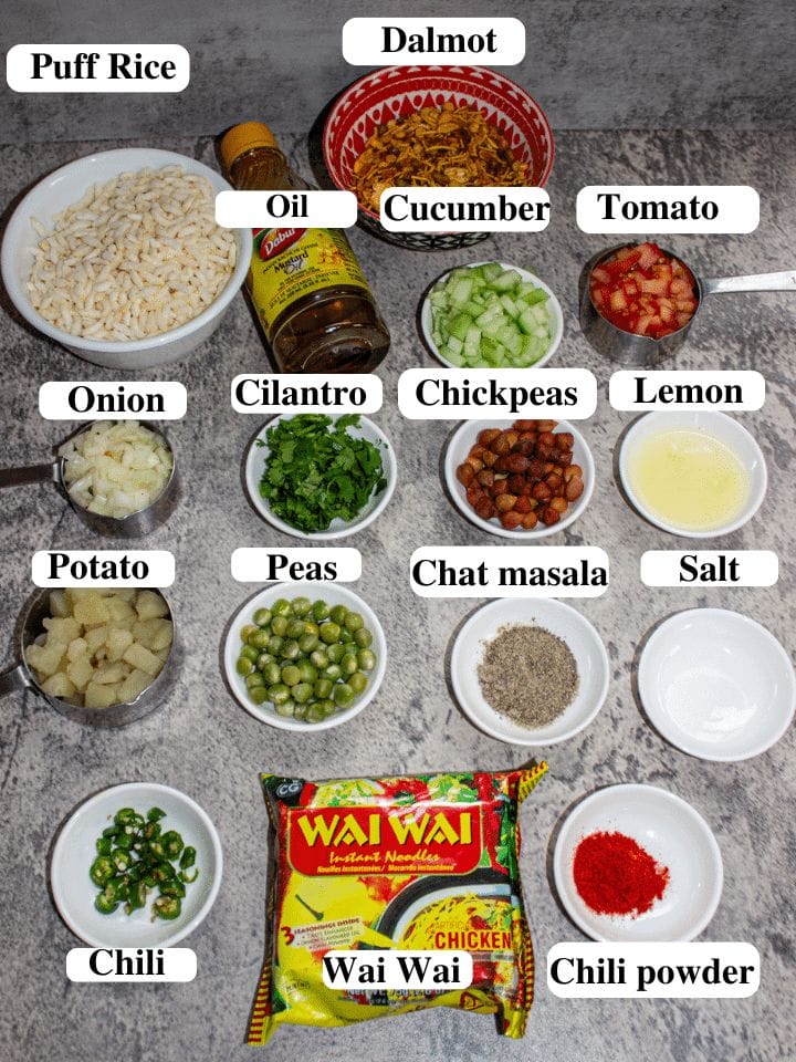 INGREDIENTS FOR WAI WAI CHATPATE