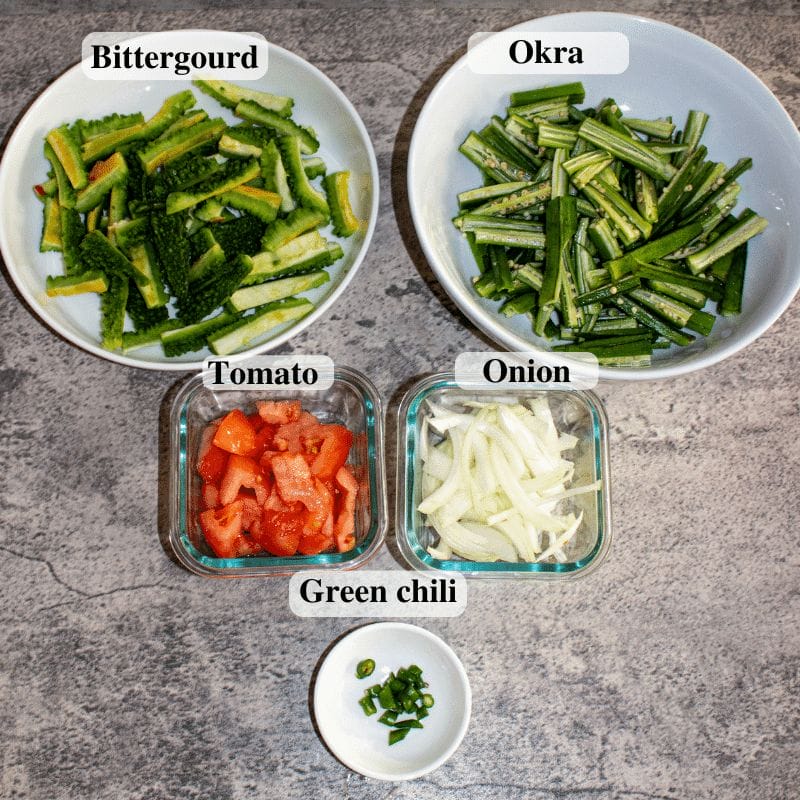 INGREDIENTS- KARELA BHINDI CURRY