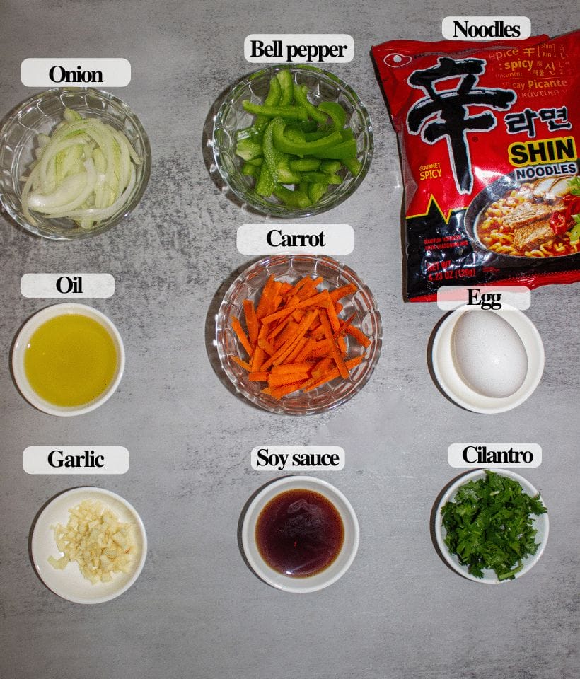 INGREDIENTS STIR FRY SHIN RAMYUN.