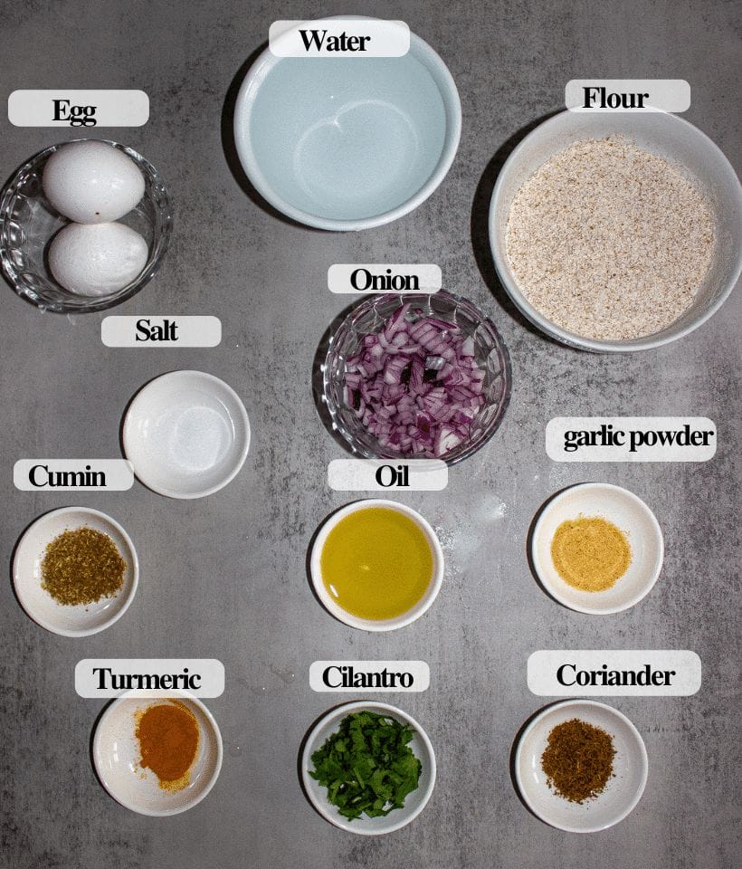 Ingredients for masala pancake.
