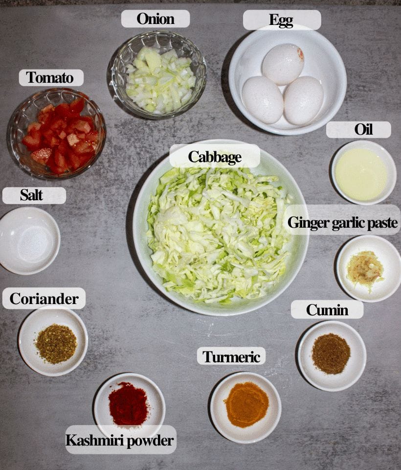 INGREDIENTS - CABBAGE EGG CURRY RECIPE