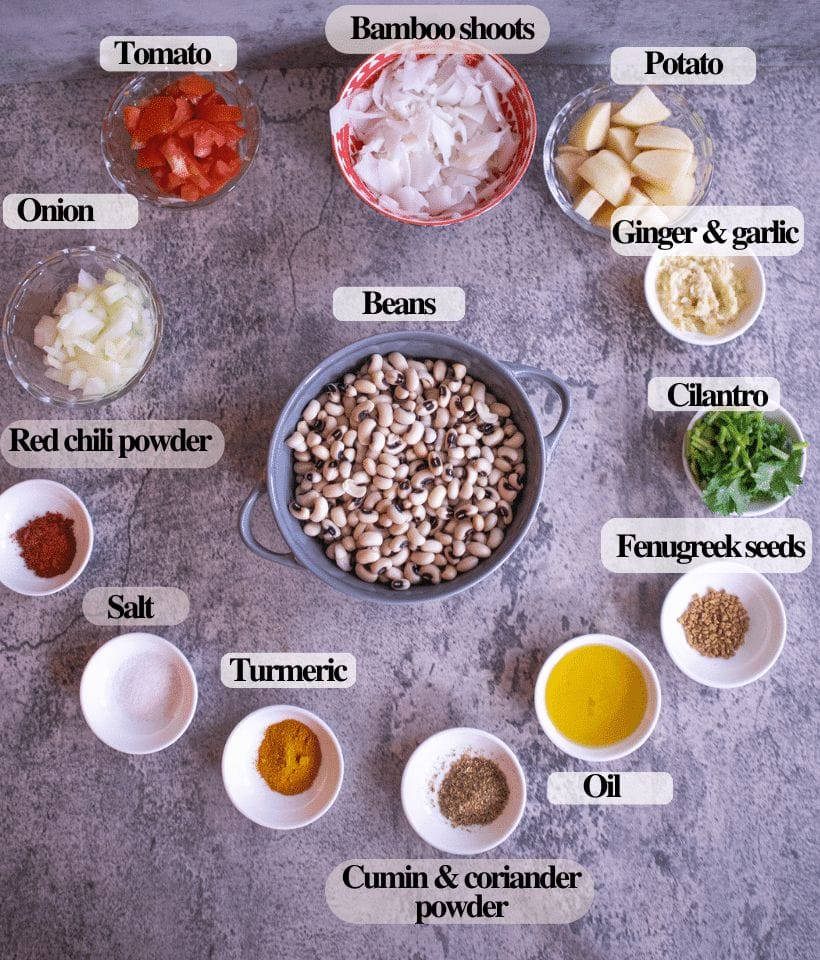 INGREDIENTS FOR ALOO TAMA BODI RECIPE
