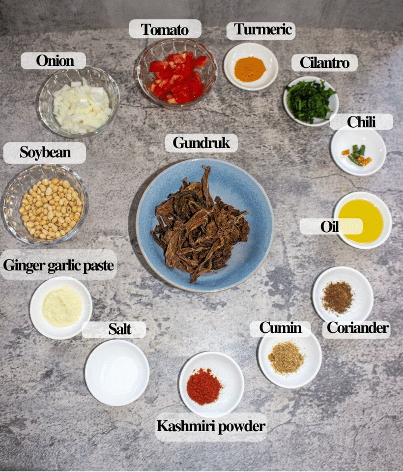 INGREDIENTS- GUNDRUK BHATMAS KO JHOL