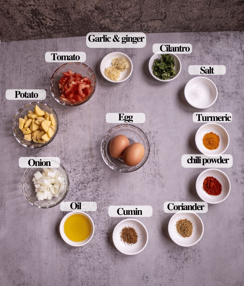 INGREDIENTS SCRAMBLED EGG POTATO CURRY
