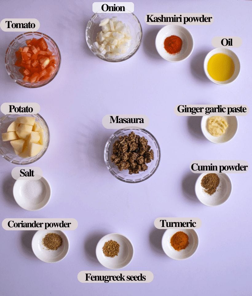 INGREDIENTS - potato MASARUA CURRY