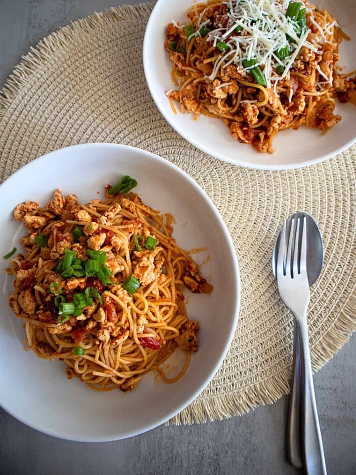 ground chicken spaghetti with cheese