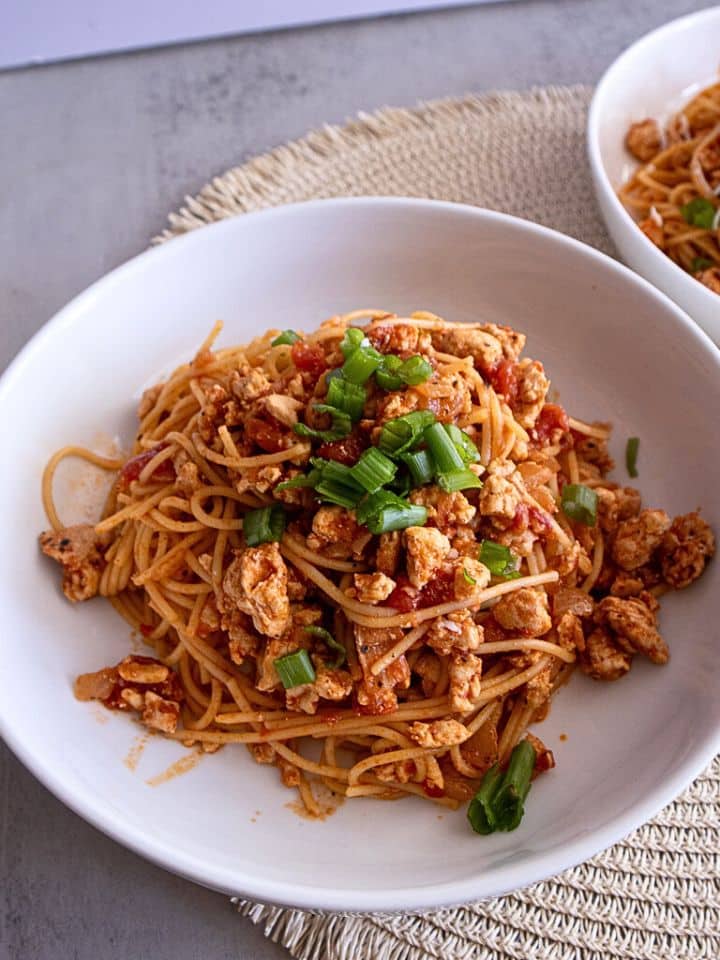 ground chicken sphaghetti with cheese 2