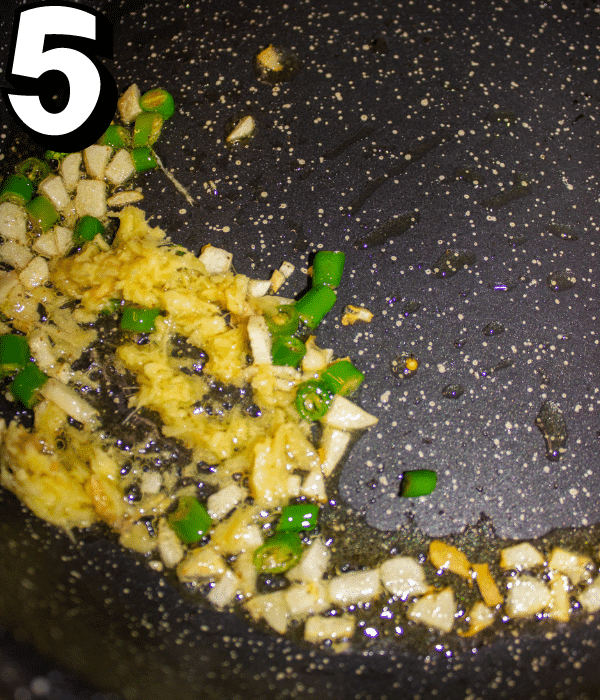 add ginger, garlic and green chili.