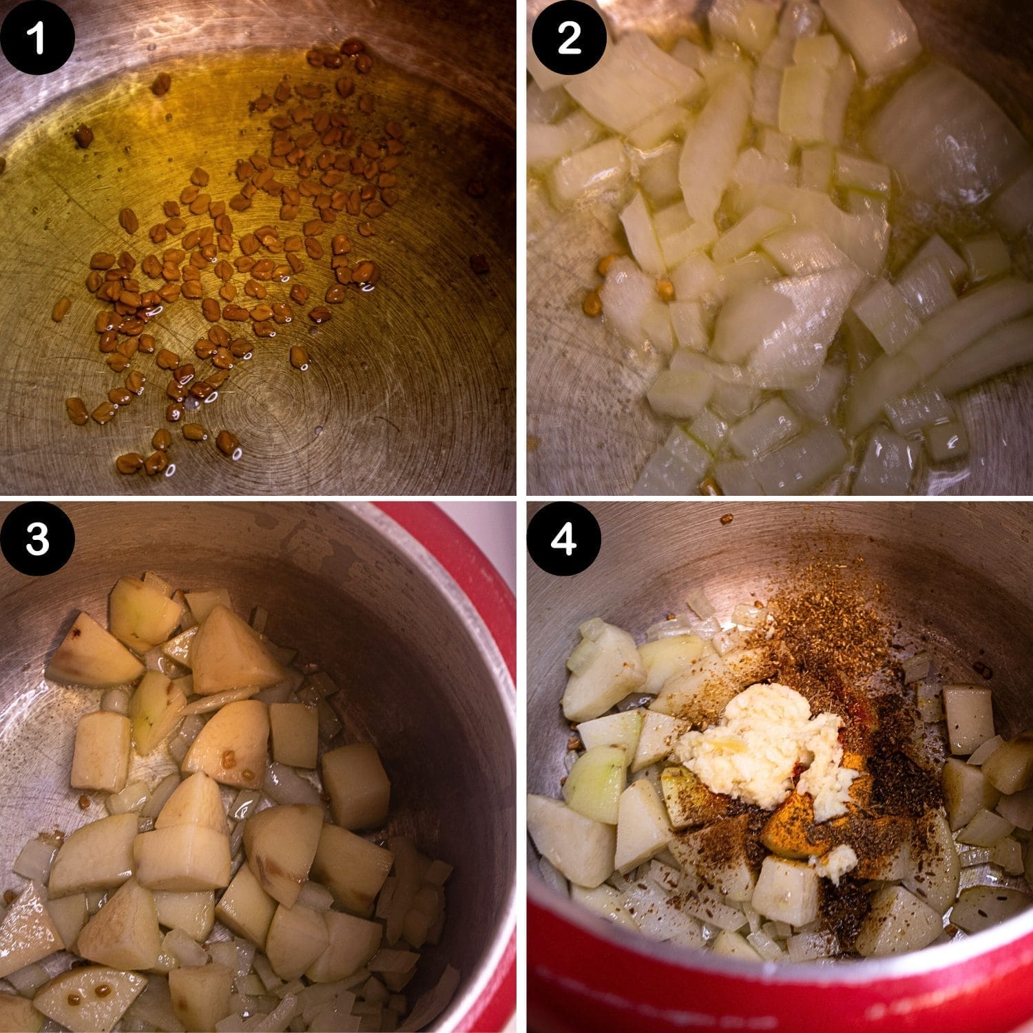 add oil, once hpt add fenukgreek seeds