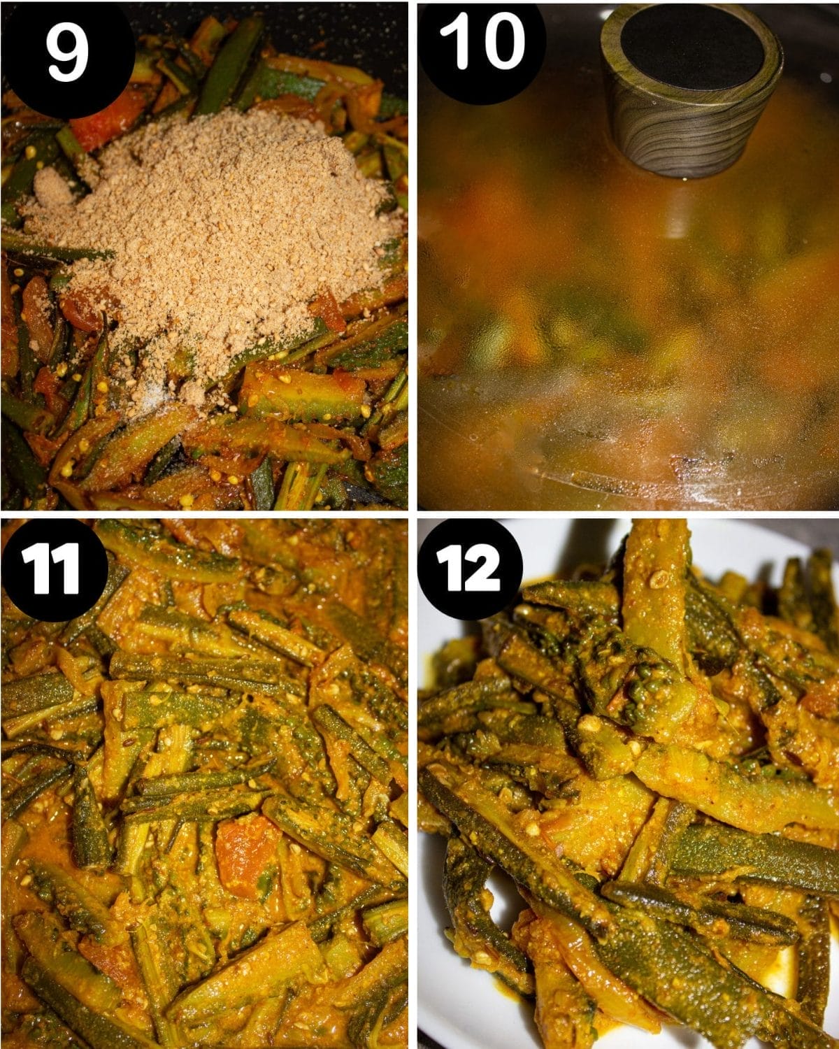 karela bhindi curry step by step 9-12