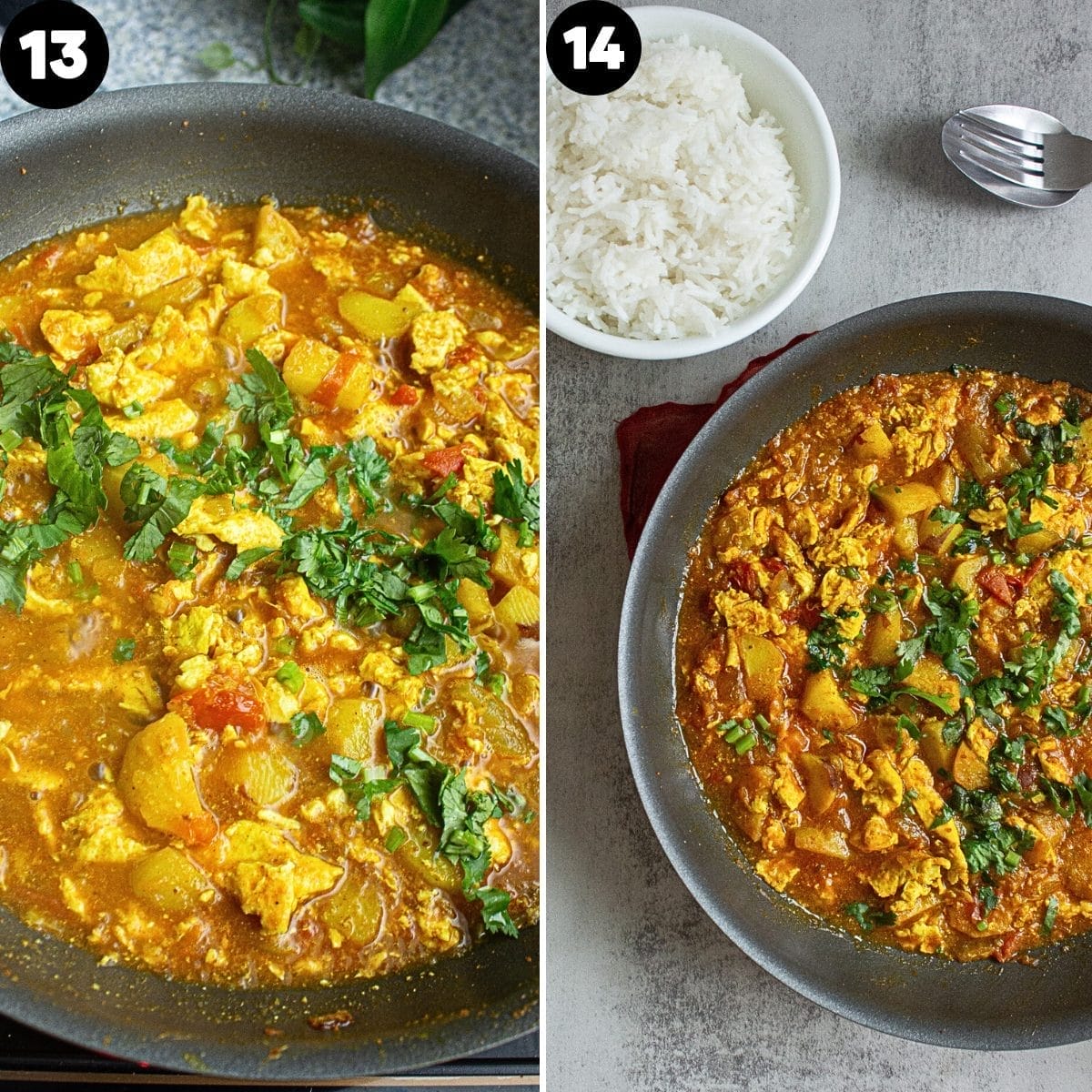 scrambled potato egg curry step 13-14