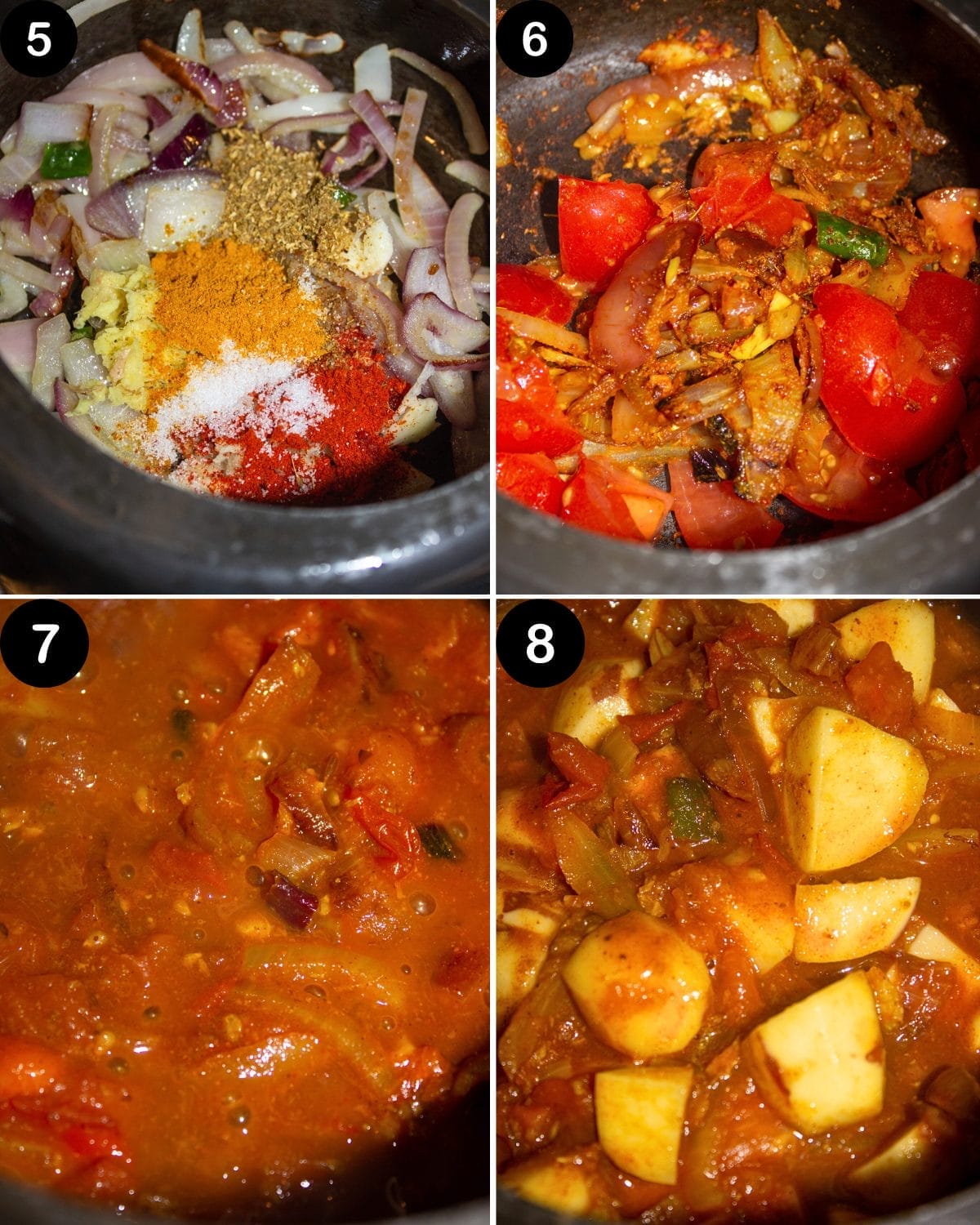 SOYA CHUNKS POTATO CURRY PRESSURE COOKER STEP 5 - 8