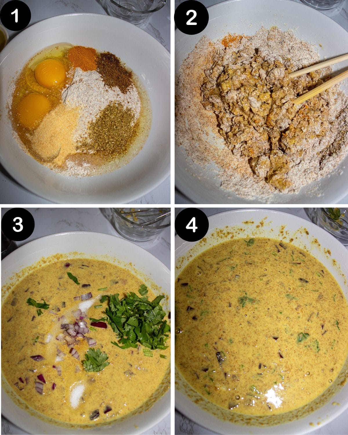 MASALA EGG PANCAKE STEP 1- 4