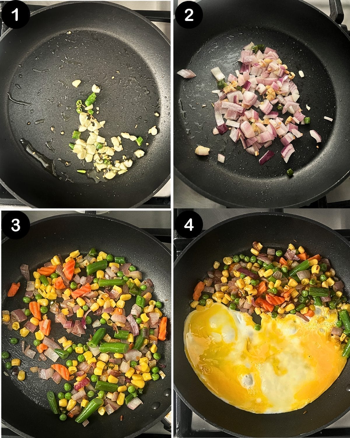 egg fried rice step 1 - 4